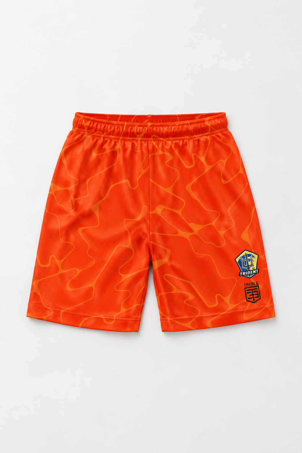 trident fc park short havoc orange 1 front portrait product photograph