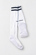 Park Knee High Grip Socks White, photographed flat lay view 1