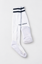 Park Knee High Grip Socks White, photographed flat lay view 1