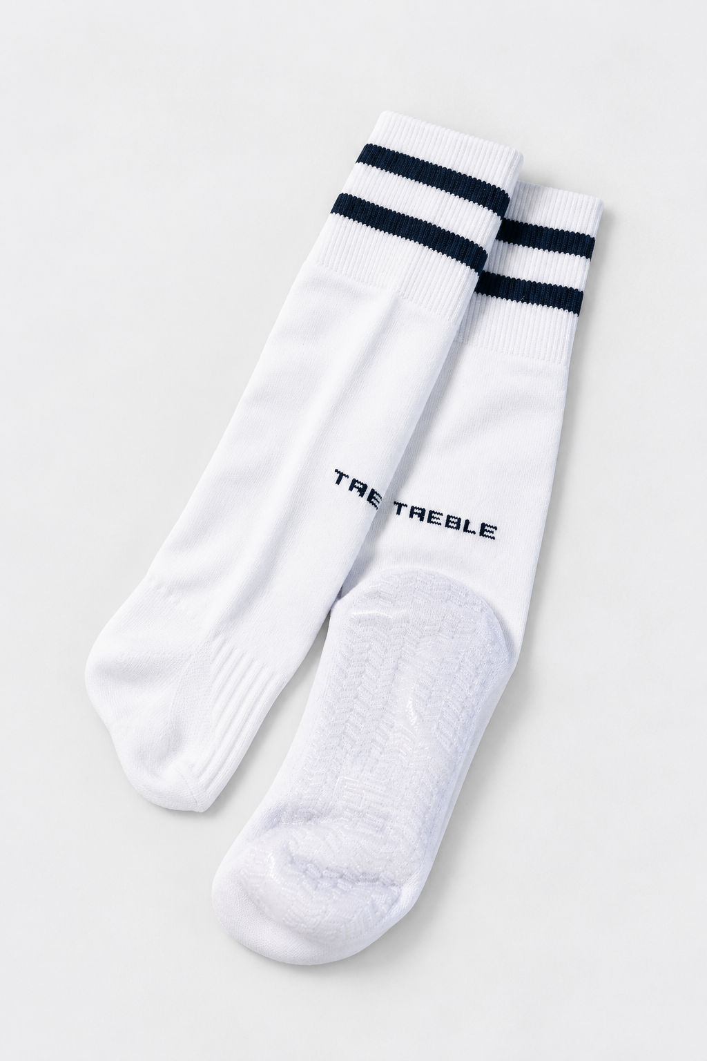 Park Knee High Grip Socks White, photographed flat lay view 2