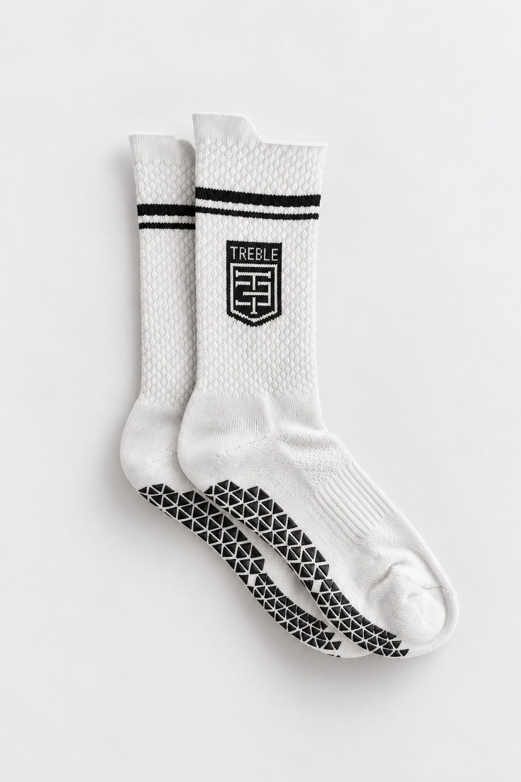 PARK CREW GRIP SOCK - WHITE, photographed flat lay view 1