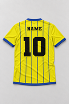 Vanta x Treble Royal Stripe Jersey, back flat lay in Royal Check portrait framing