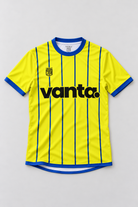 Vanta x Treble Royal Stripe Jersey, front flat lay in Royal Check portrait framing