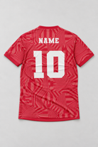 Vanta x Treble Circuit Red Jersey, back flat lay in Royal Check portrait framing