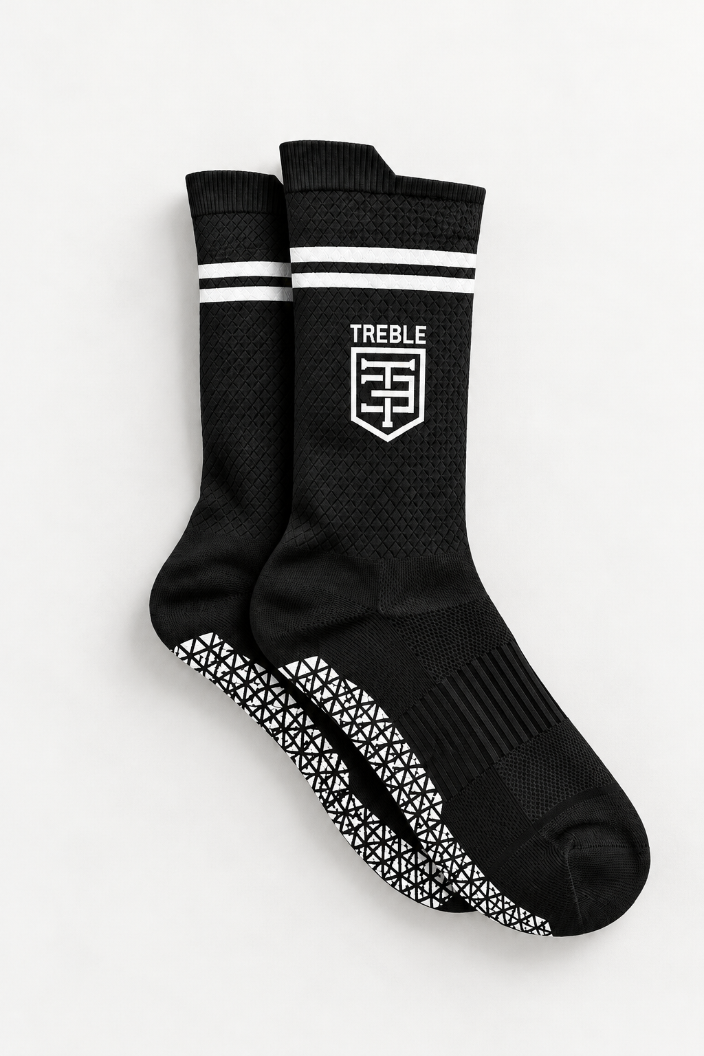 PARK CREW GRIP SOCK - Black, photographed flat lay view 1