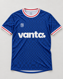 VANTA x Treble jersey front flat lay with Treble inside neck print and natural fabric folds